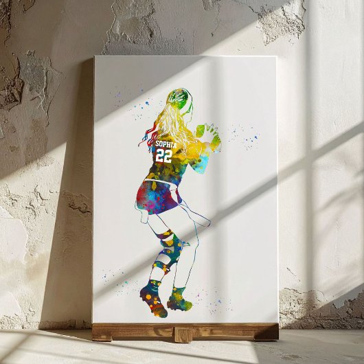 Female Flag Football Player Canvas Afdruk