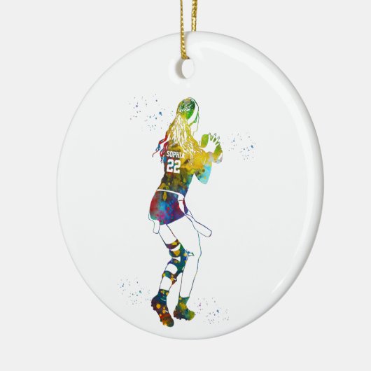 Female Flag Football Player Keramisch Ornament (Links)