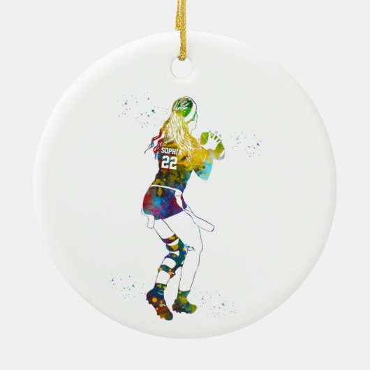 Female Flag Football Player Keramisch Ornament (Achterkant)