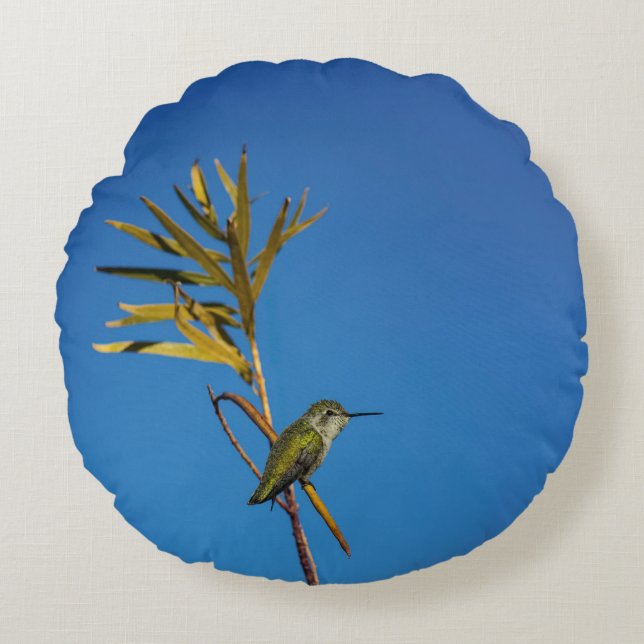 Female Hummingbird  Rond Kussen (Voorkant)