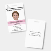 Female Pastor Custom ID Badge (Voor- en achterkant)