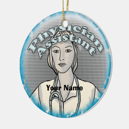 Female Physician Assistant custom name ornament (Links)