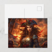 Female Pirate Before Burning Ship Fantasy Painting Briefkaart (Voorkant / Achterkant)