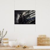 Female Police Tribute Blue Line American Flag LEO Poster (Keuken)