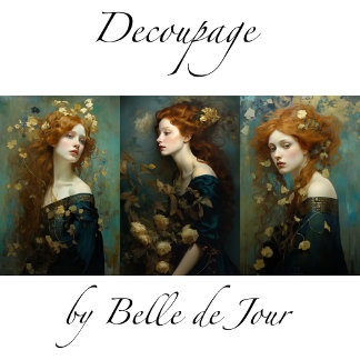 Female portrait Art Nouveau gold accents Decoupage Inpakpapier Vel
