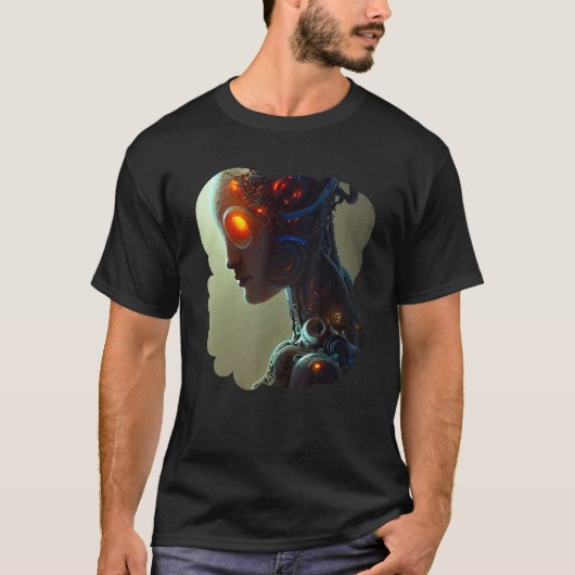 Female Robot Sci Fi Cyborg Unique Futuristic Digit T-shirt (Voorkant)
