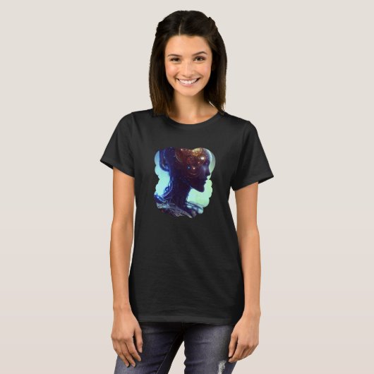 Female Robot Sci Fi Cyborg Unique Futuristic Digit T-shirt (Voorkant volledig)