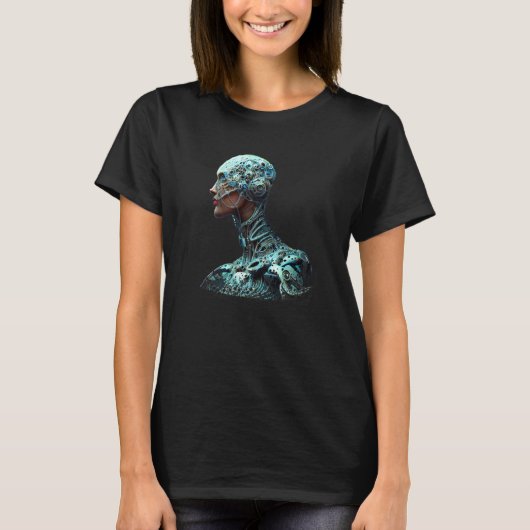 Female Robot Sci Fi Cyborg Unique Futuristic Digit T-shirt (Voorkant)