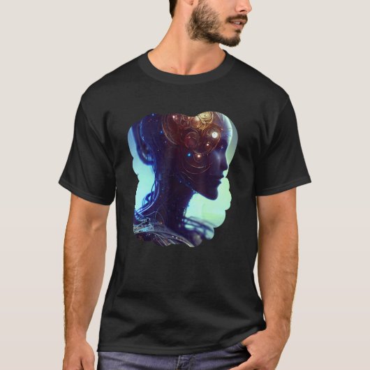 Female Robot Sci Fi Cyborg Unique Futuristic Digit T-shirt (Voorkant)