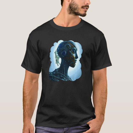 Female Robot Sci Fi Cyborg Unique Futuristic Digit T-shirt (Voorkant)