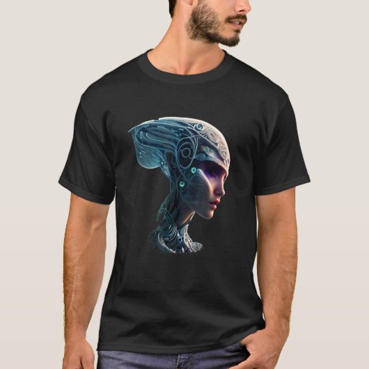 Female Robot Sci Fi Cyborg Unique Futuristic Digit T-shirt (Voorkant)