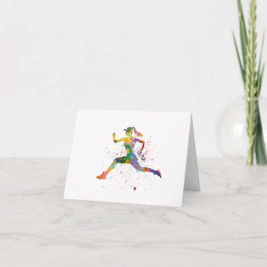 Female runner in watercolor bedankkaart (Voorkant)