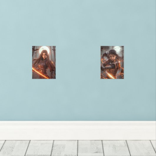 Female Samurai Warrior No.2 – Halloween Edition Muurkunst Sets (Houten vloer)