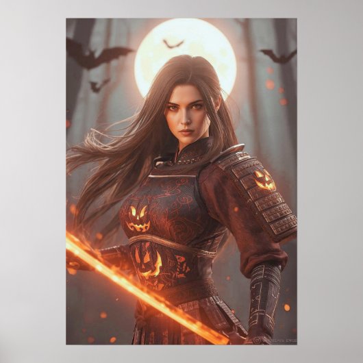 Female Samurai Warrior No.2 – Halloween Edition  Poster (Voorkant)