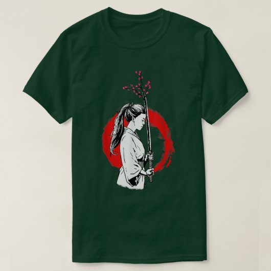 Female Samurai with a Sakura sword (2) T-shirt (Design voorkant)