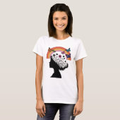 Female Silhouette Floral Rainbow Illustration T-shirt (Voorkant volledig)