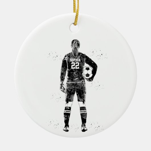 Female Soccer Goalie Keramisch Ornament (Voorkant)