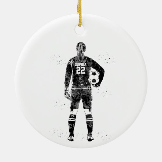 Female Soccer Goalie Keramisch Ornament (Achterkant)
