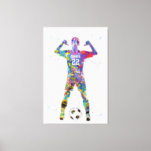 Female Soccer Player Canvas Afdruk (Voorkant)
