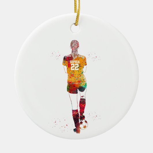 Female Soccer Player  Keramisch Ornament (Voorkant)