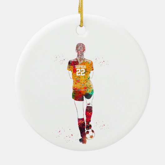 Female Soccer Player  Keramisch Ornament (Achterkant)