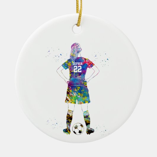 Female Soccer Player  Keramisch Ornament (Voorkant)