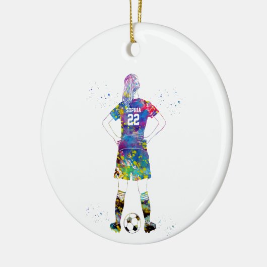Female Soccer Player  Keramisch Ornament (Links)