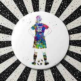 Female Soccer Player  Ronde Button 6,0 Cm