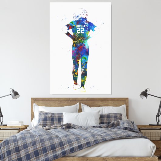 Female Softball Player Canvas Afdruk (Insitu (Slaapkamer))