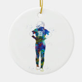 Female Softball Player Keramisch Ornament (Voorkant)