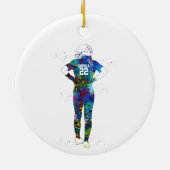 Female Softball Player Keramisch Ornament (Achterkant)