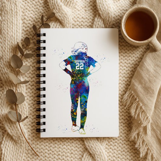 Female Softball Player Notitieboek