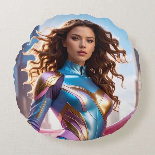 FEMALE SUPERHERO - SCI-FI FANTASY ROND KUSSEN (Voorkant)