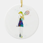 Female Tennis Player Keramisch Ornament (Voorkant)