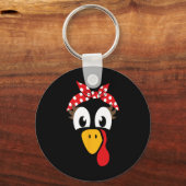 Female Turkey With Headbynd For Thanksgiving Girls Sleutelhanger (Voorkant)