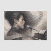 Female Vocalist with Piano & Music Staff Decoupage Tissuepapier (Voorkant)