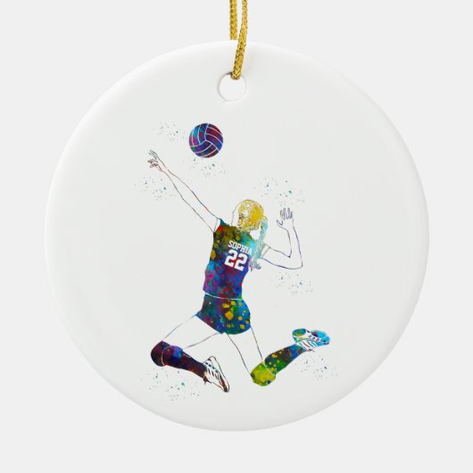 Female Volleyball Player Keramisch Ornament (Voorkant)