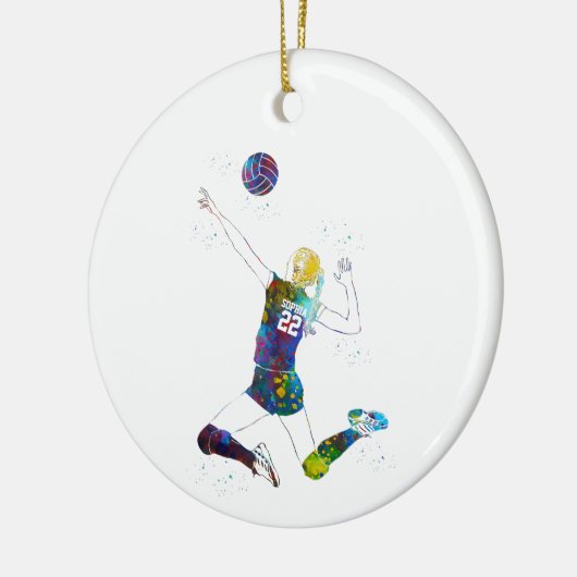 Female Volleyball Player Keramisch Ornament (Links)