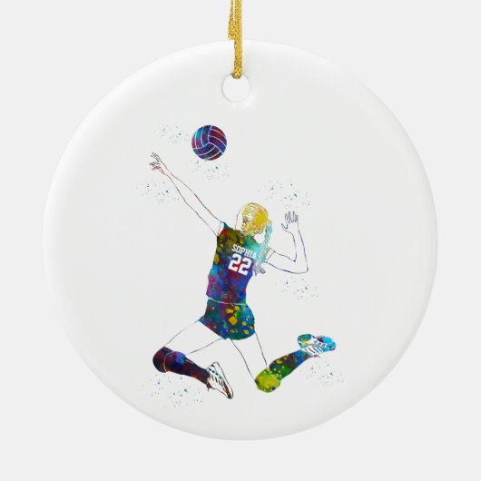 Female Volleyball Player Keramisch Ornament (Achterkant)