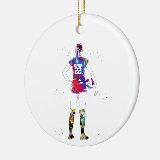 Female Volleyball Player Keramisch Ornament (Links)