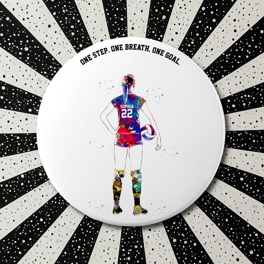 Female Volleyball Player Ronde Button 7,6 Cm