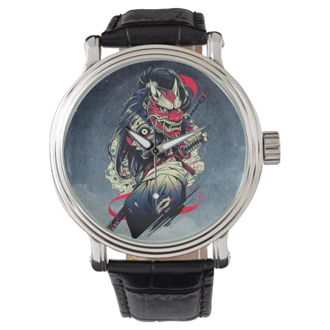 Female Zombie Samurai – Undead Warrior Art Horloge (Voorkant)