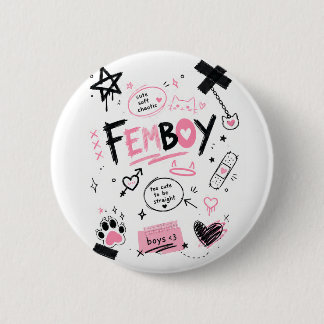 Femboy Esthetiek Cute Zachte Chaotische Doodle Ronde Button 5,7 Cm