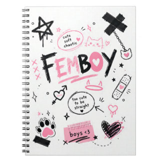 Femboy esthetische cute zachte chaotische Doodle Notitieboek