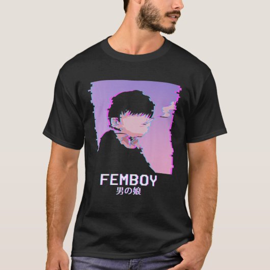 Femboy Japanese Emo Vaporwave Aesthetic LGBTQ Gay T-shirt (Voorkant)