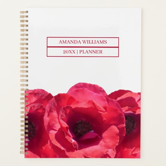 Feminie Floral Cream Red Roses Name 2026 Planner (Voorkant)
