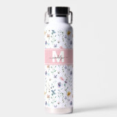 Feminien Boho Botanisch Schrift Monogram Waterfles (Voorkant)