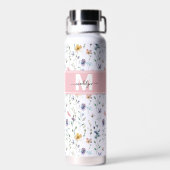 Feminien Boho Botanisch Schrift Monogram Waterfles (Achterkant)