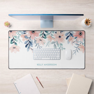 Feminiene Geborduurde Botanische Bloem Laptop Skin Bureaumat