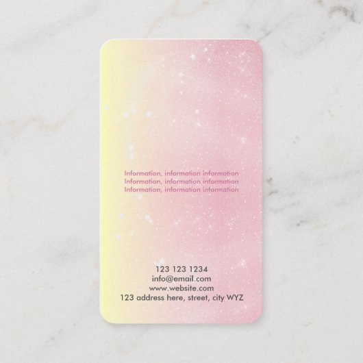 Feminin Social Media Roos Gold Pink Glitter Visitekaartje (Achterkant)